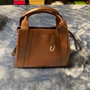 RADLEY London Baylis Road Leather Faux Croc- Zip-Around Satchel; Mahogany NWOT